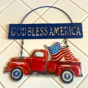 God Bless America w/ Vintage Red Truck